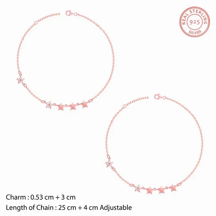 Rose Gold Tetrad Stars Anklet