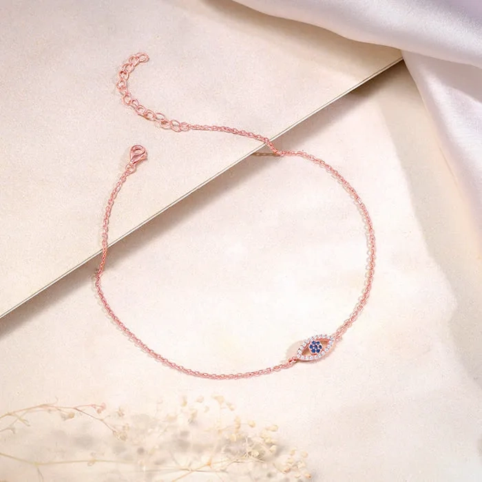 Rose Gold The Evil Eye Anklet