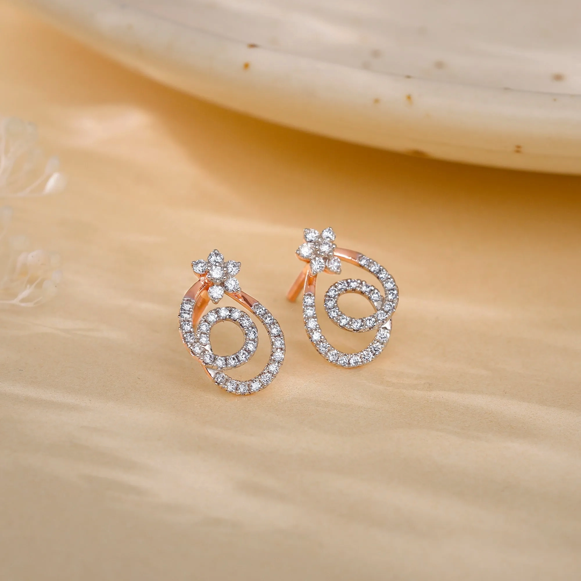 Rose Gold Twist of Grace Diamond Earrings