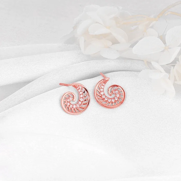Rose Gold Volute Earrings