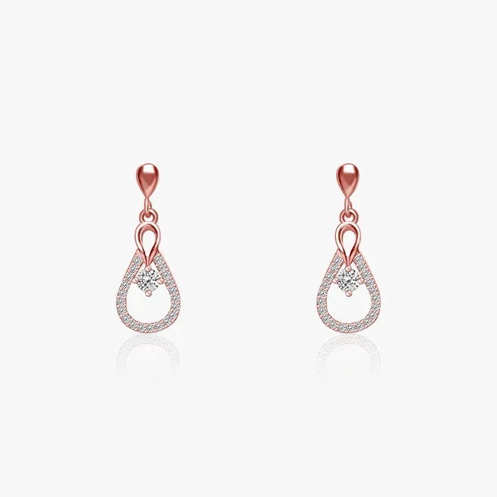 Rose Gold Zircon Drop Earrings