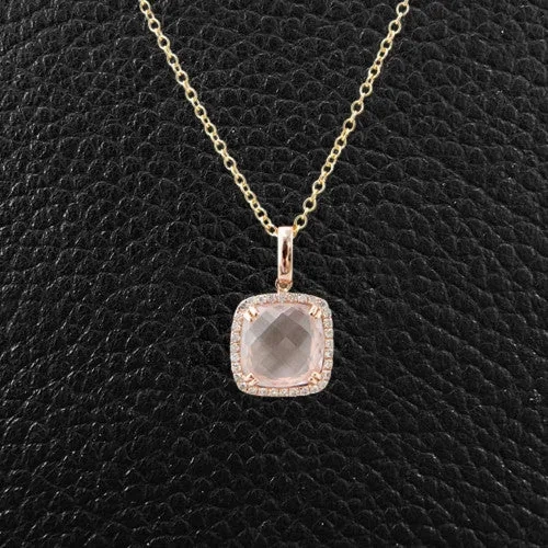 Rose Quartz &amp; Diamond Pendant