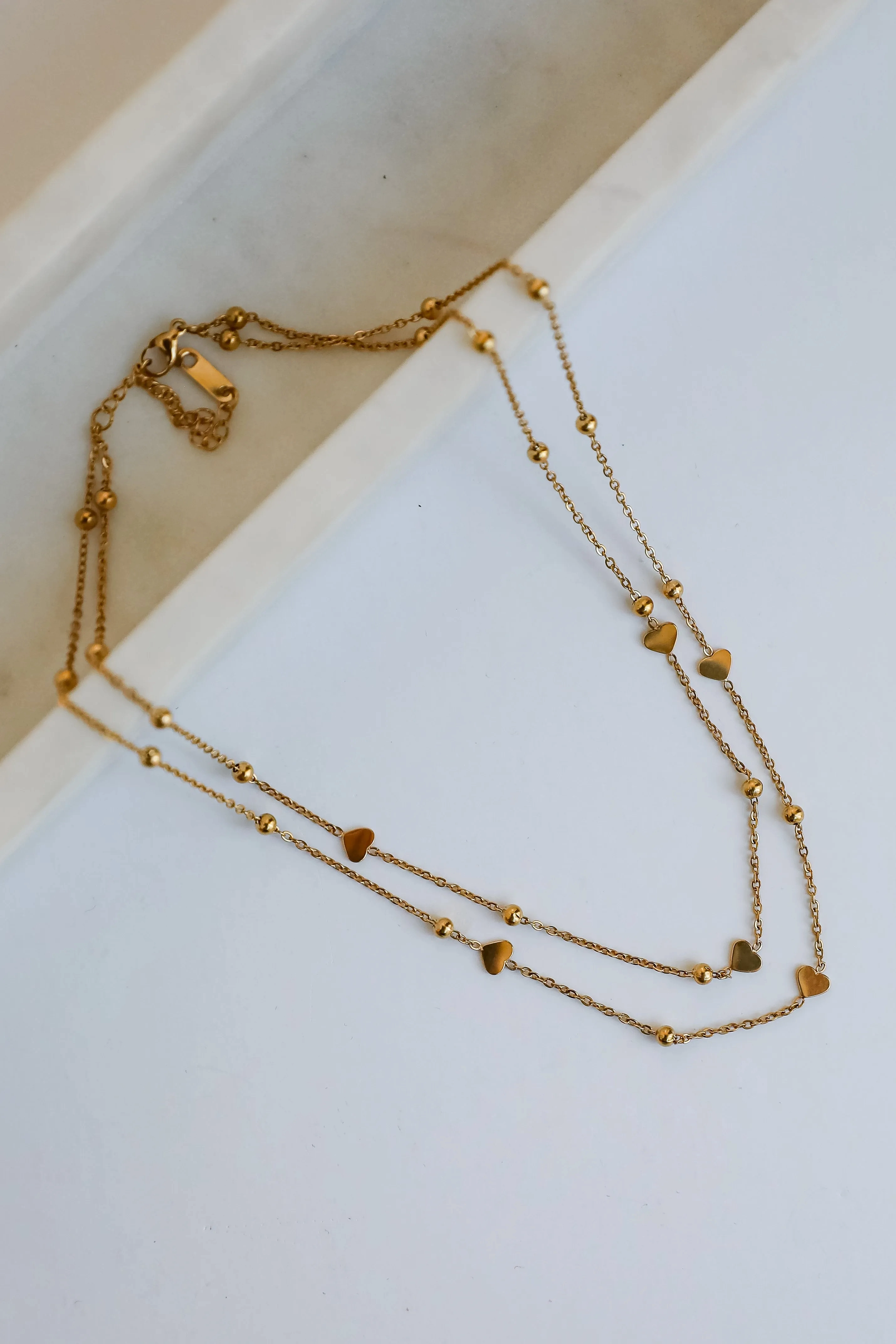 Rosie Gold Heart Charm Layered Necklace