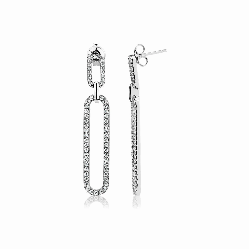 Round Brilliant drop earrings with 1.01 carats* of diamond simulants in sterling silver