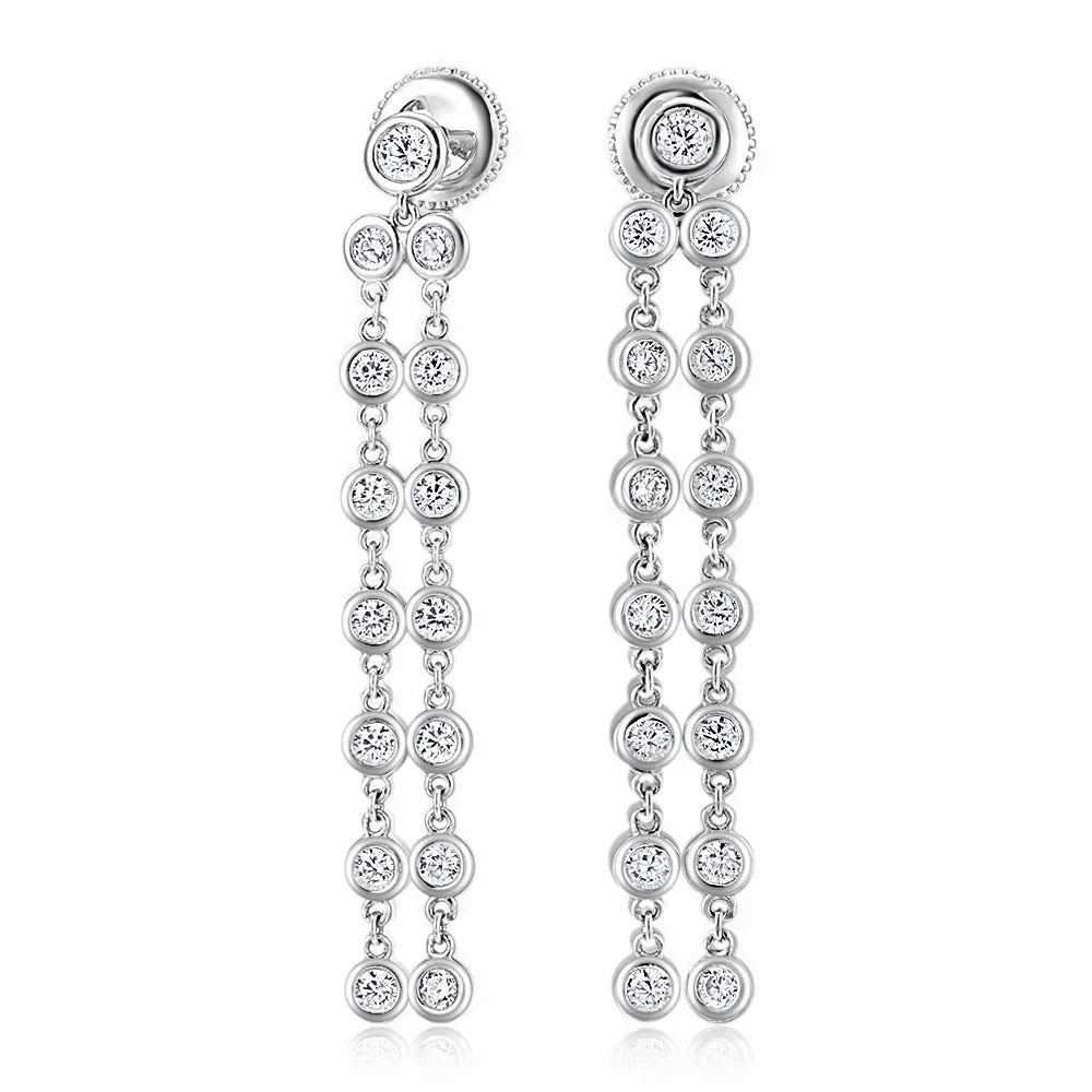 Round Brilliant drop earrings with 1.34 carats* of diamond simulants in sterling silver