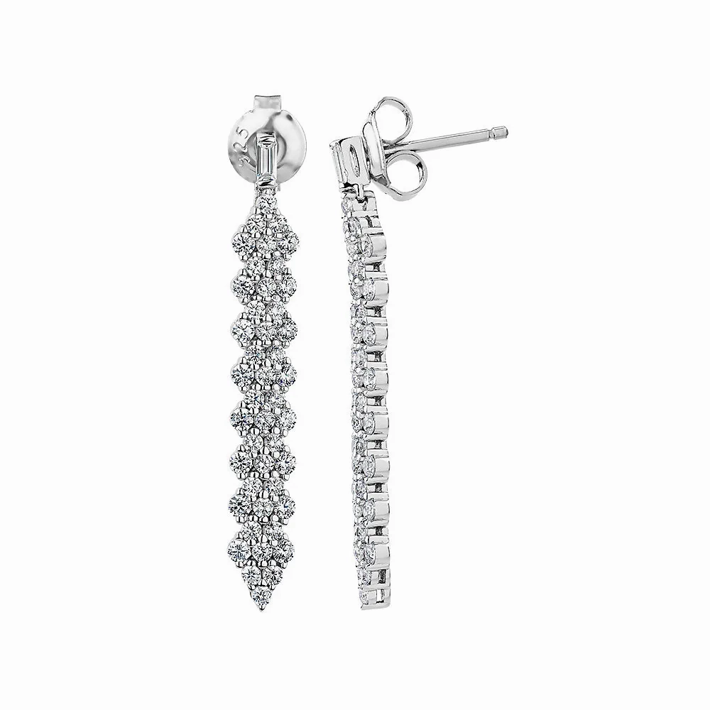 Round Brilliant drop earrings with 1.68 carats* of diamond simulants in sterling silver