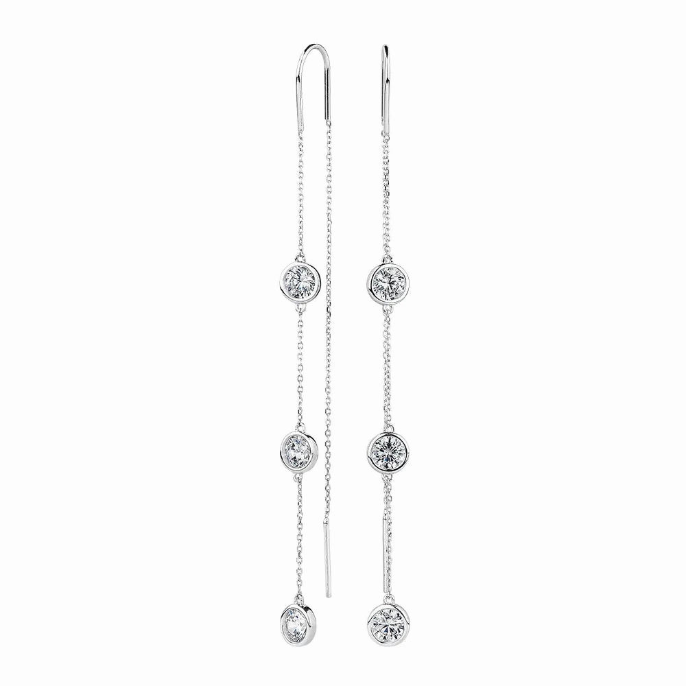 Round Brilliant drop earrings with 2.76 carats* of diamond simulants in sterling silver