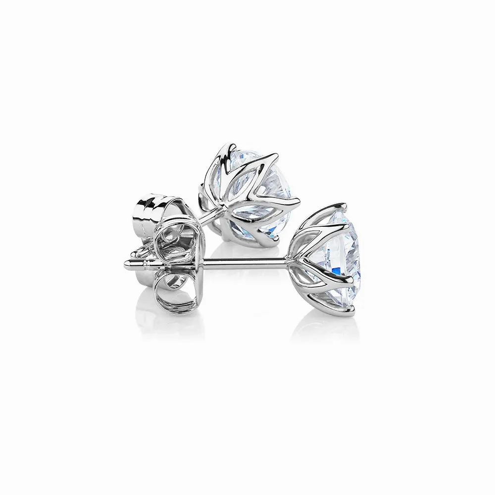Round Brilliant stud earrings with 2 carats* of diamond simulants in 10 carat white gold