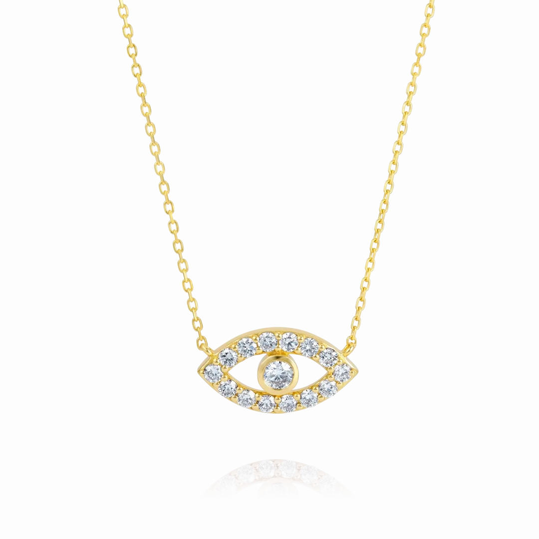 Round Evil Eye Diamond Pendant Rose Gold