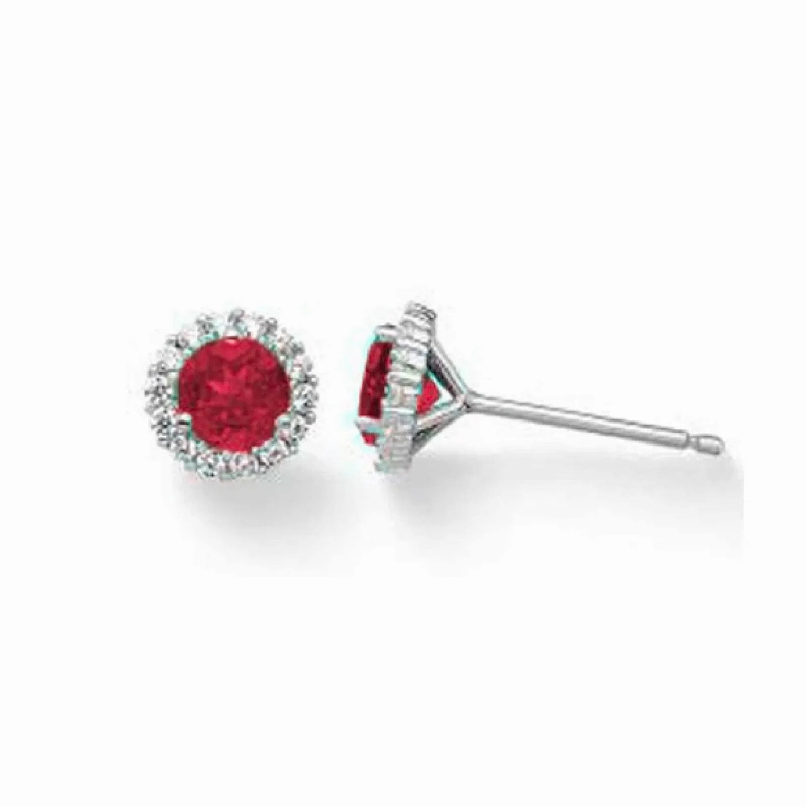 Ruby &amp; Diamond Halo Stud Earrings