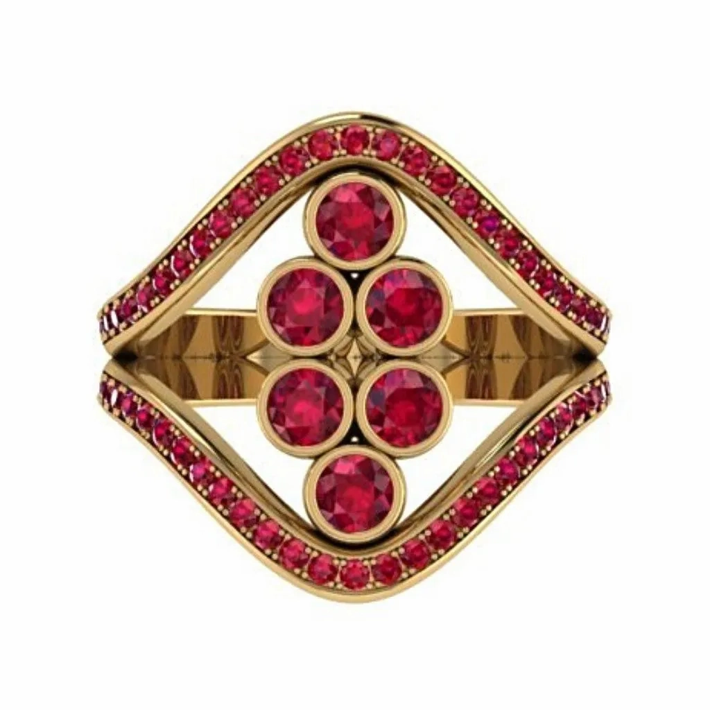 Ruby and Diamond  Ring 18K Yellow Gold