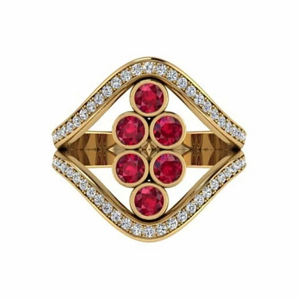 Ruby and Diamond  Ring 18K Yellow Gold