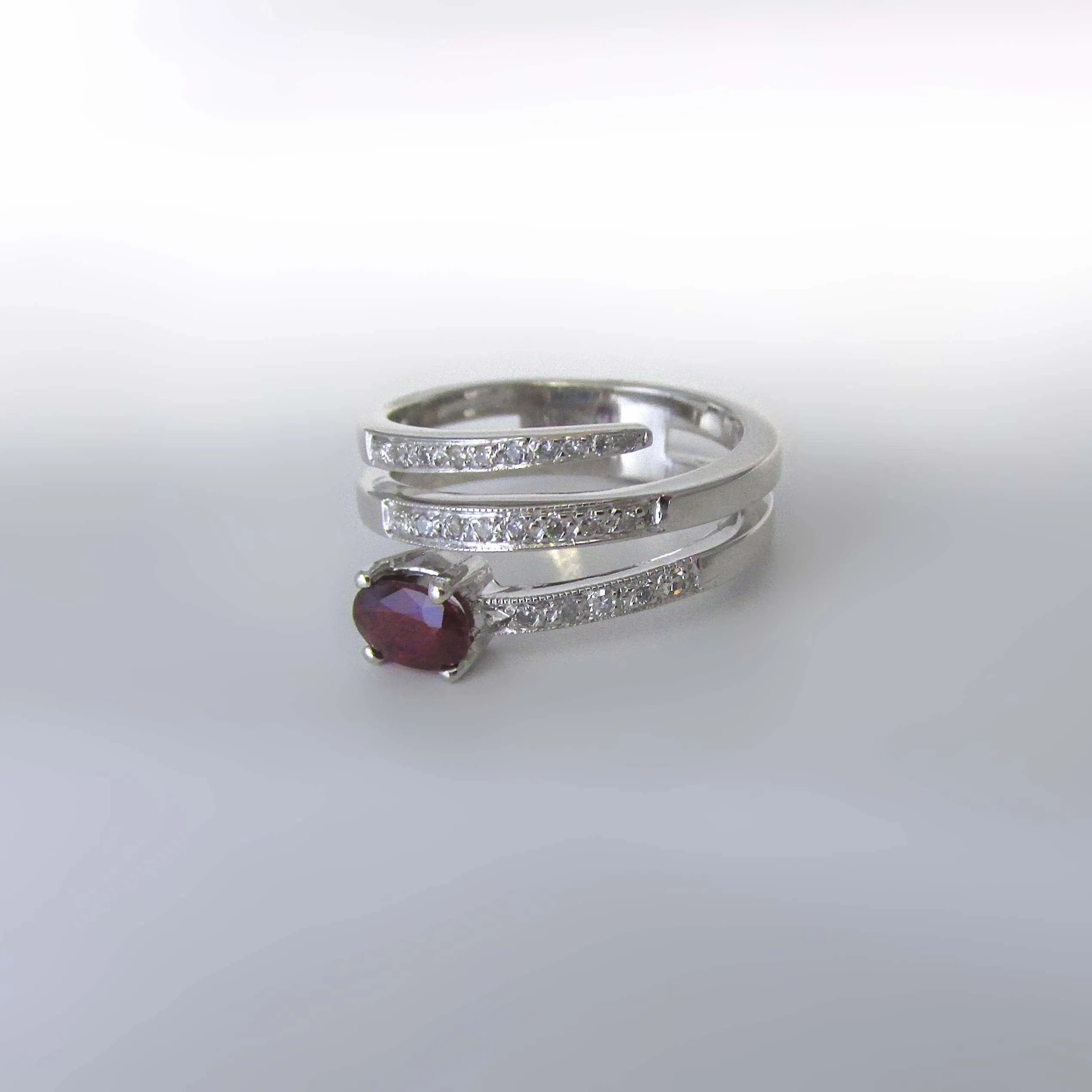 Ruby and Diamond Ring Band White Gold