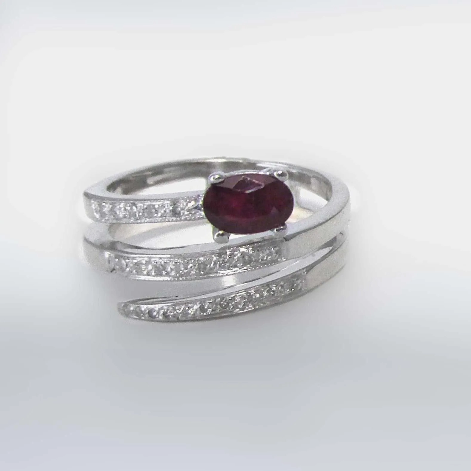 Ruby and Diamond Ring Band White Gold