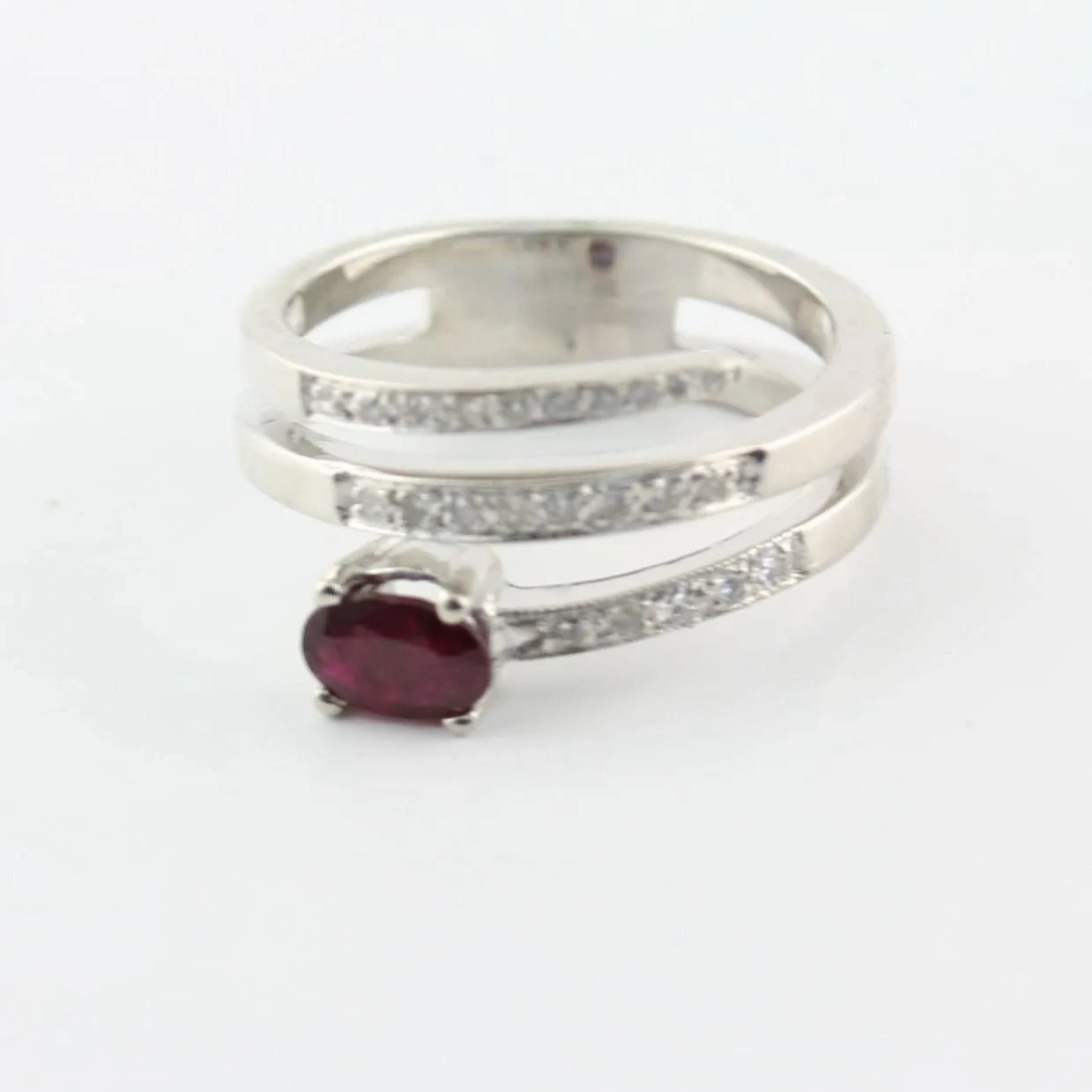 Ruby and Diamond Ring Band White Gold
