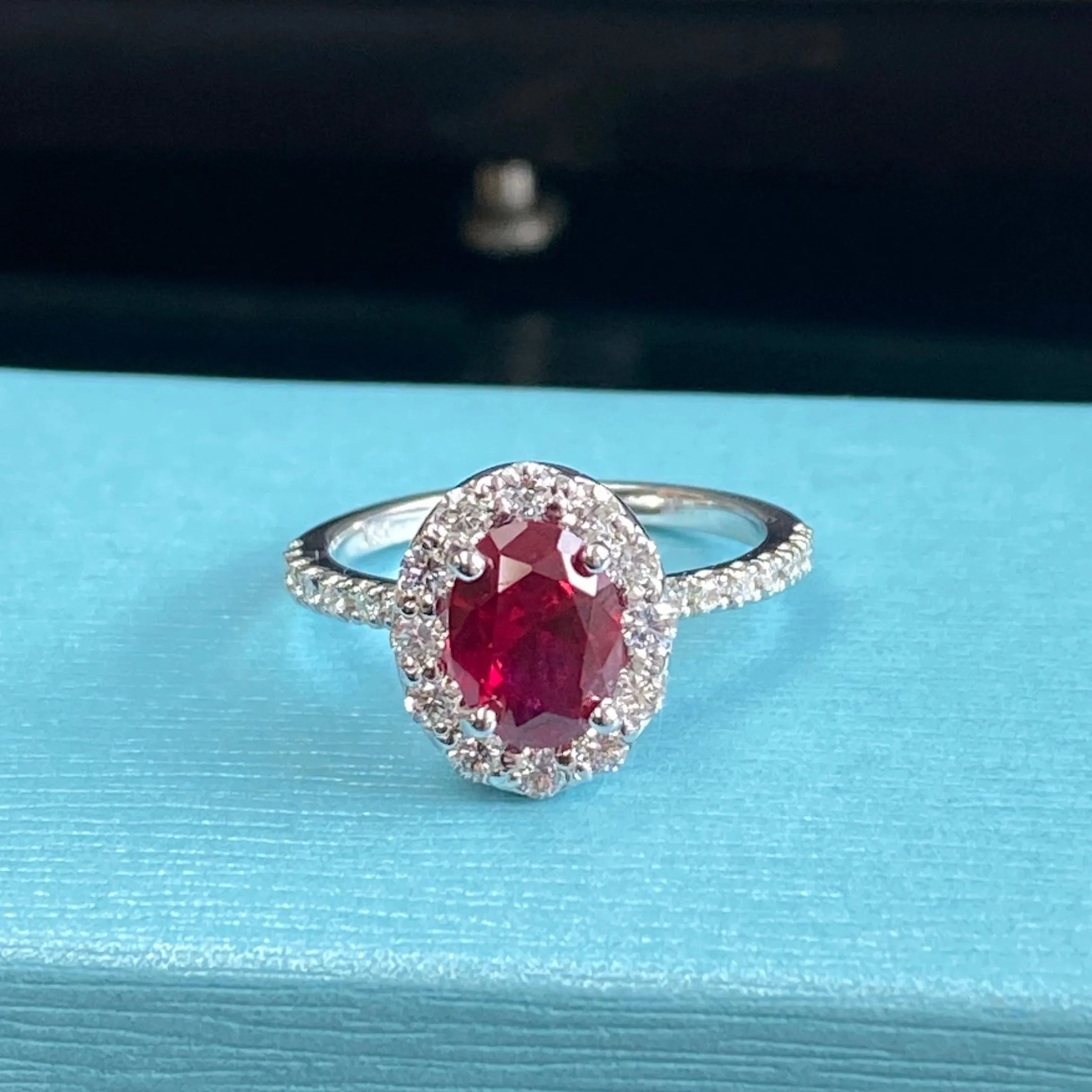 Ruby Engagement Ring Bridal Set