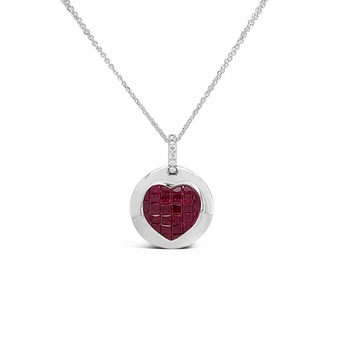 Ruby Heart Pendant with Diamond Accent