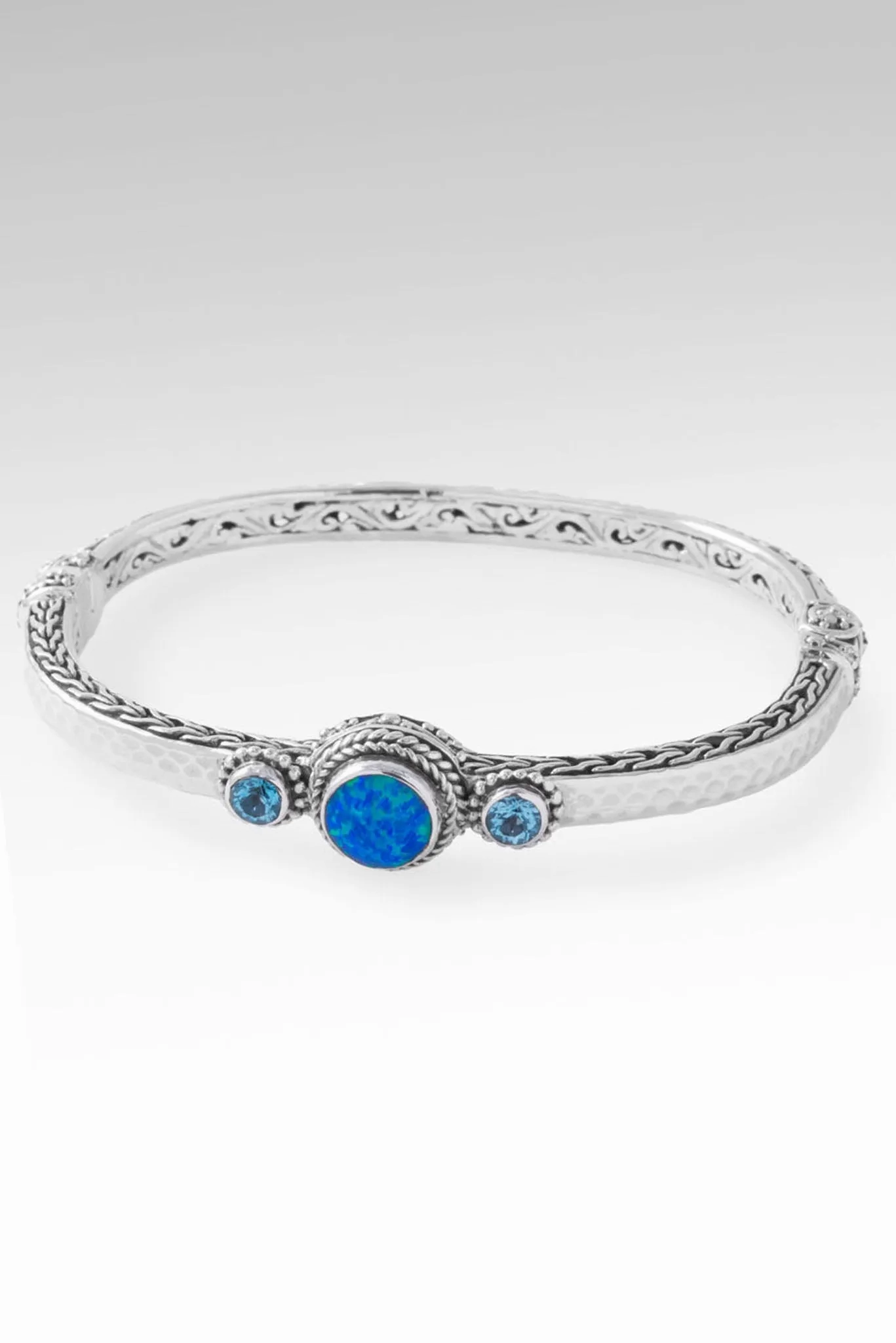 Sacred Path Bangle? in Bali Blue Simulated Opal &amp; Swiss Blue Topaz
