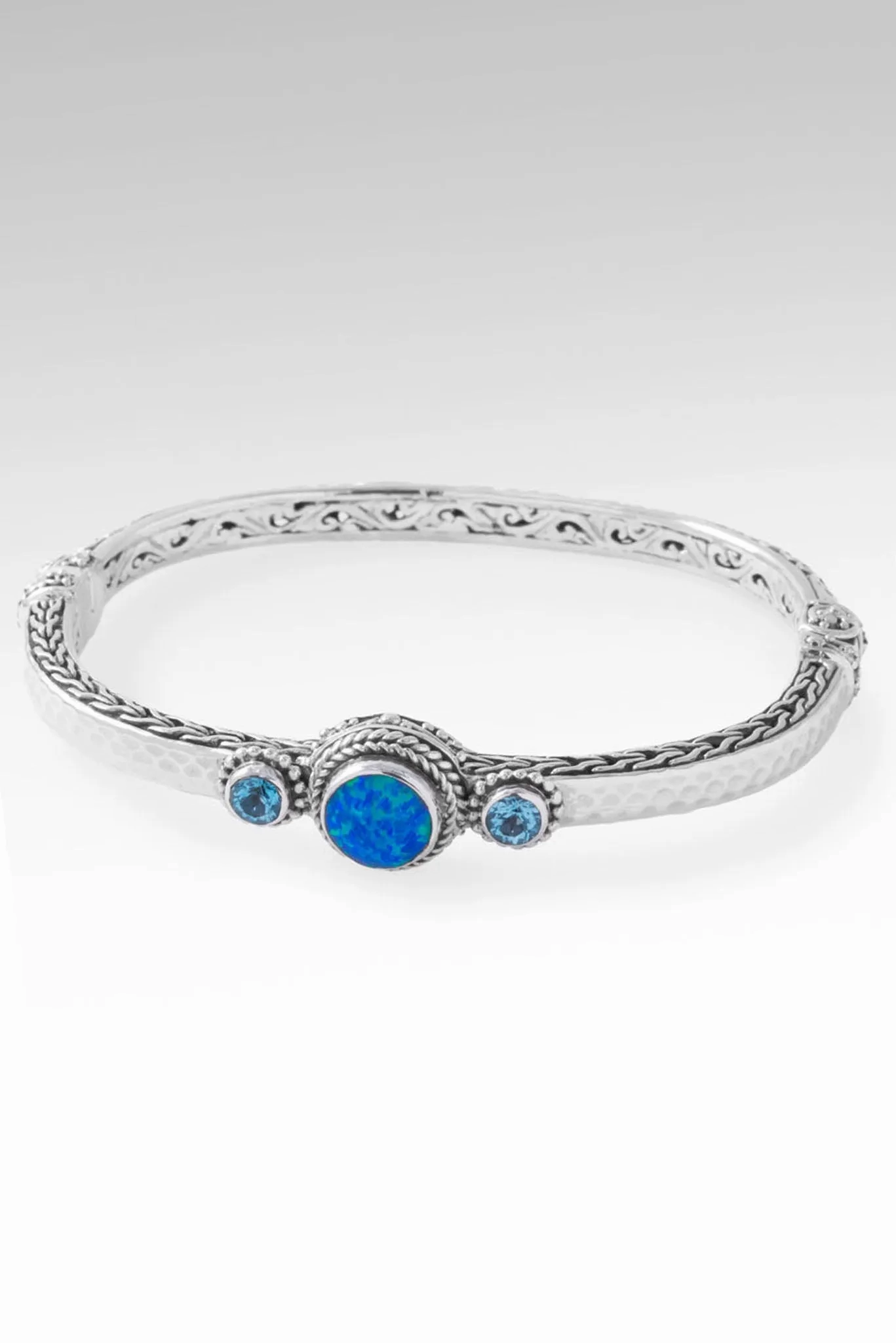 Sacred Path Bangle? in Bali Blue Simulated Opal &amp; Swiss Blue Topaz