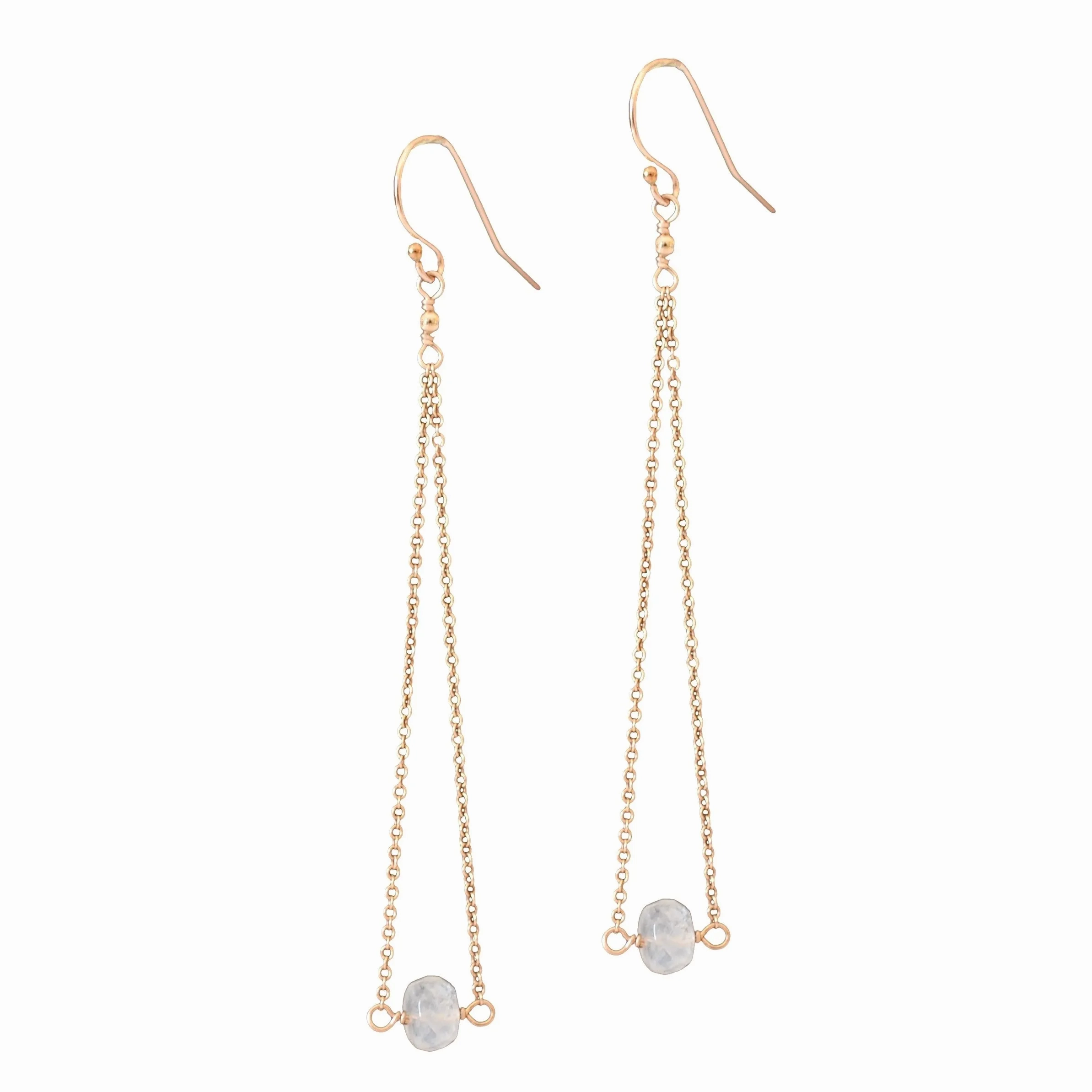 Salem - Moonstone, 14k Rose Gold Filled Earrings