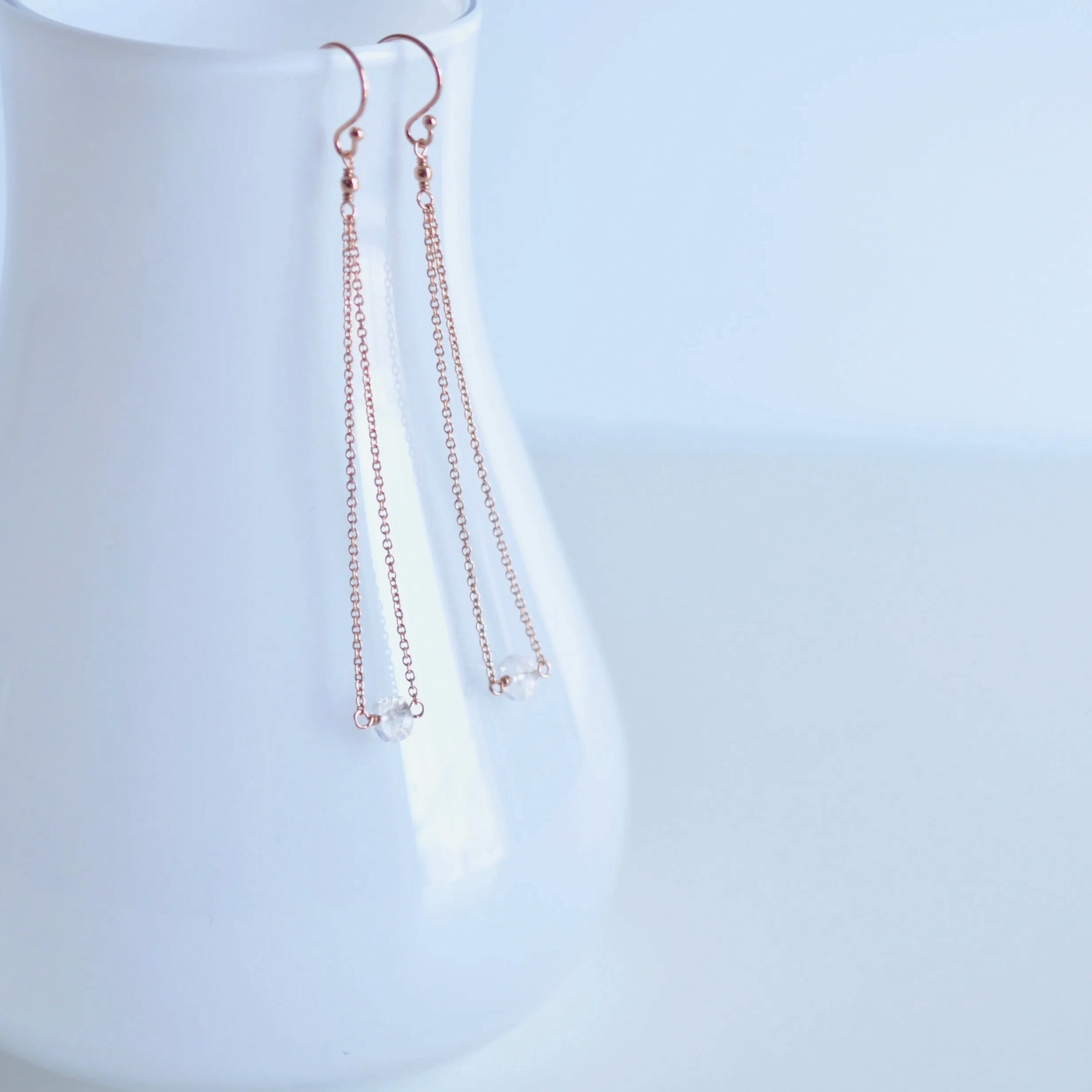 Salem - Moonstone, 14k Rose Gold Filled Earrings
