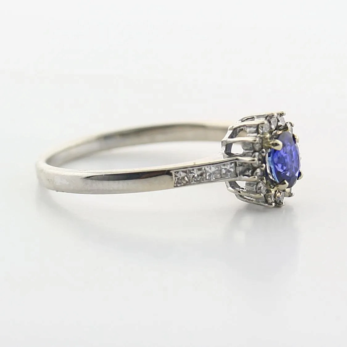 Sapphire and Diamond Cluster Ring