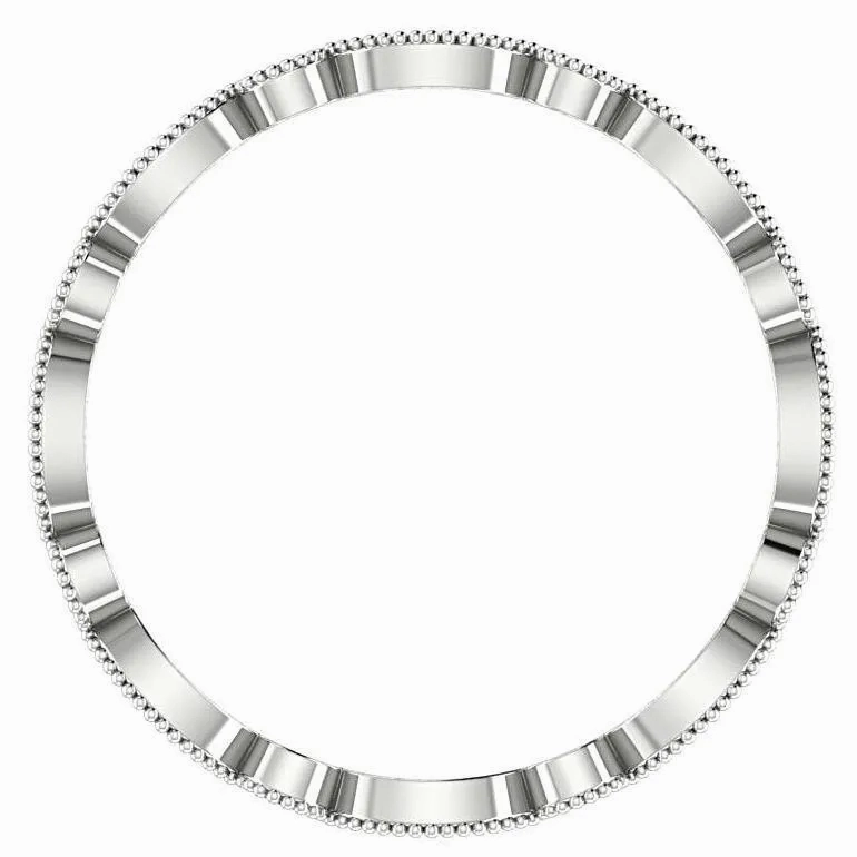 Sapphire and Diamond Milgrain Marquise and Dot Eternity Ring 14K White Gold