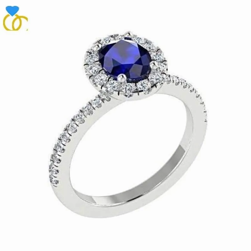Sapphire Diamond Ring White Gold (0.26 carat t.w.)