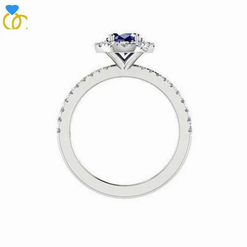 Sapphire Diamond Ring White Gold (0.26 carat t.w.)