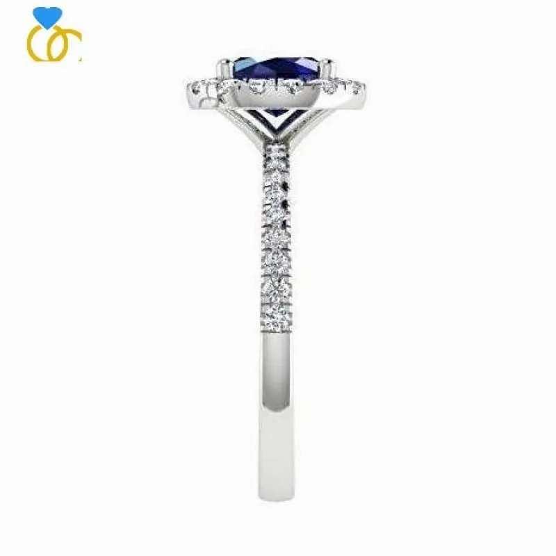 Sapphire Diamond Ring White Gold (0.26 carat t.w.)