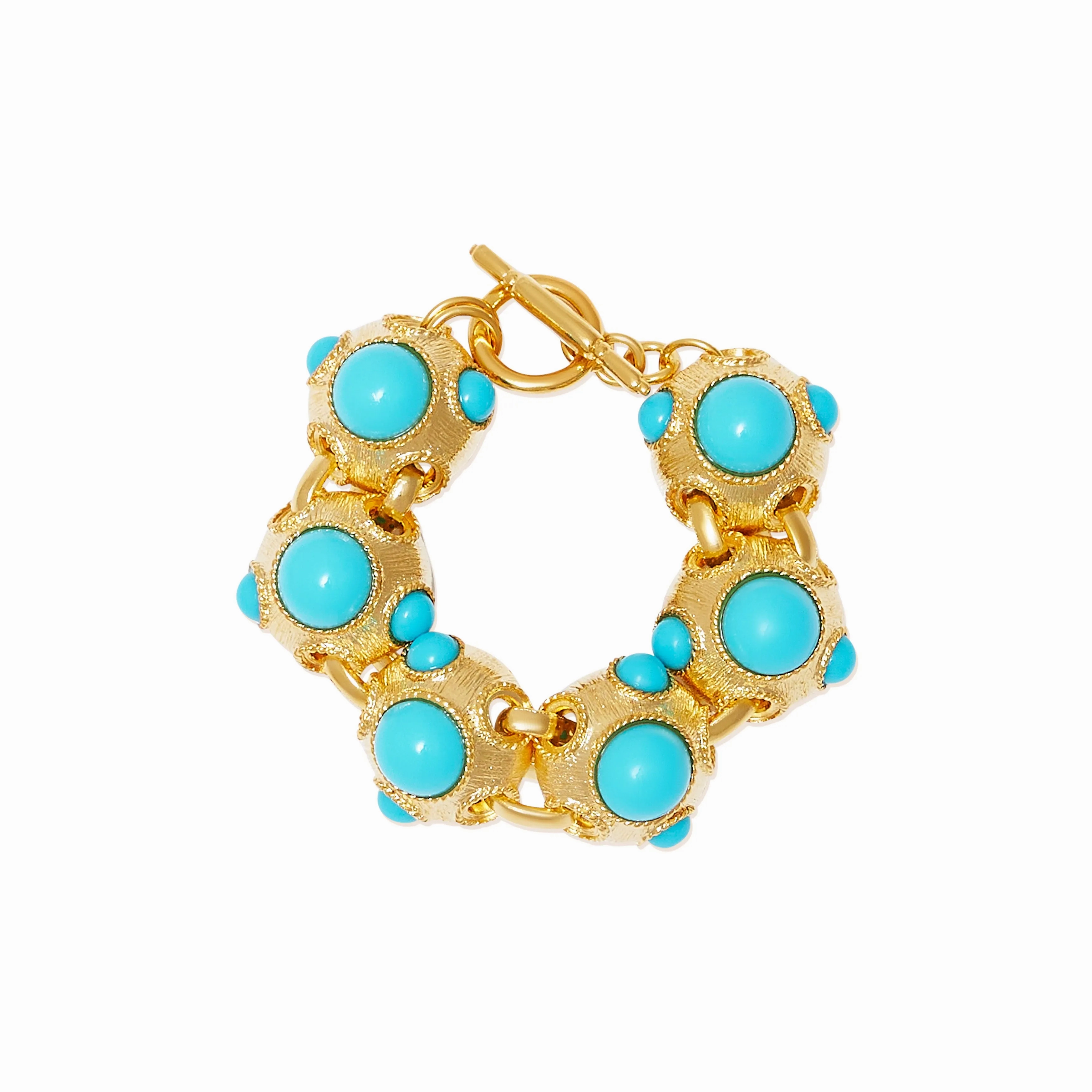 Satin Gold &amp; Turquoise Center Bracelet