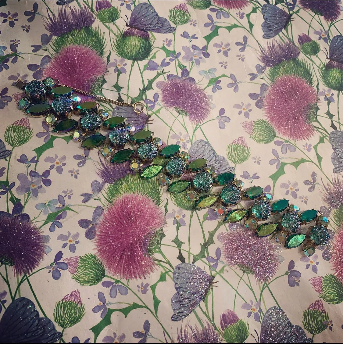 Schiaparelli Green Borealis Vintage Bracelet