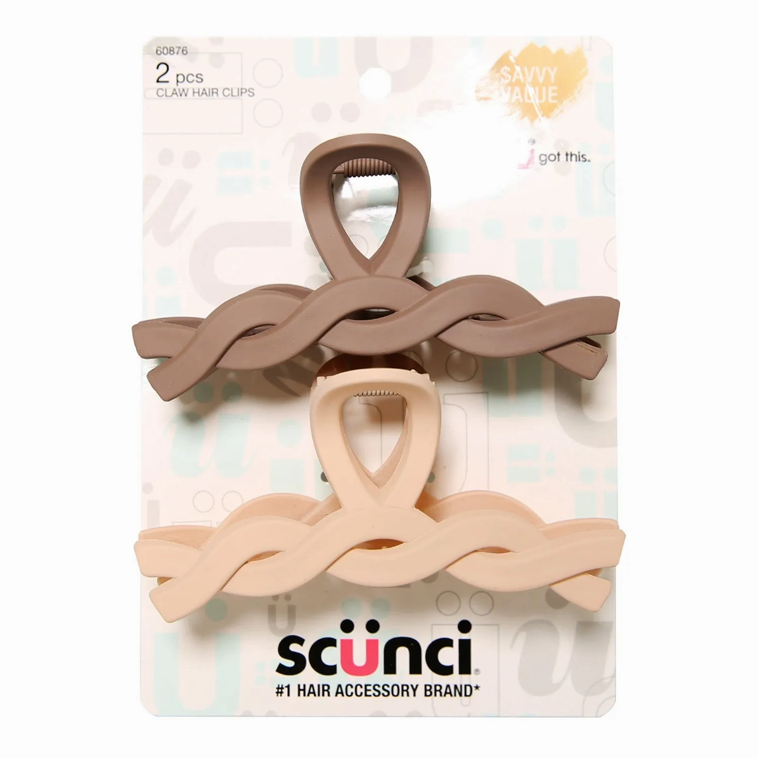 Scunci Plastic Braided Beads Claw Hair Clips