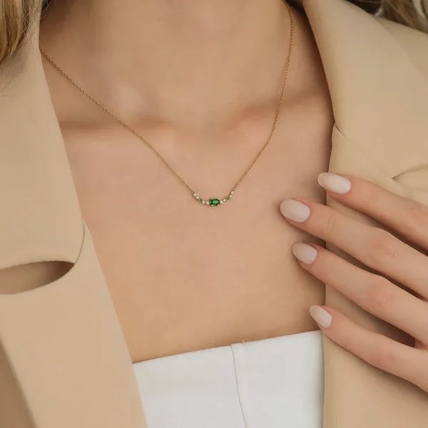 Seraphina Wing 18K Gold Necklace w. Emeralds &amp; Diamonds