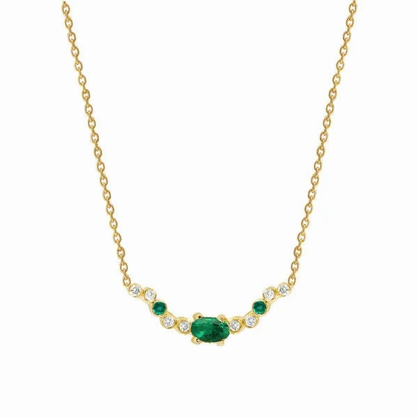 Seraphina Wing 18K Gold Necklace w. Emeralds &amp; Diamonds