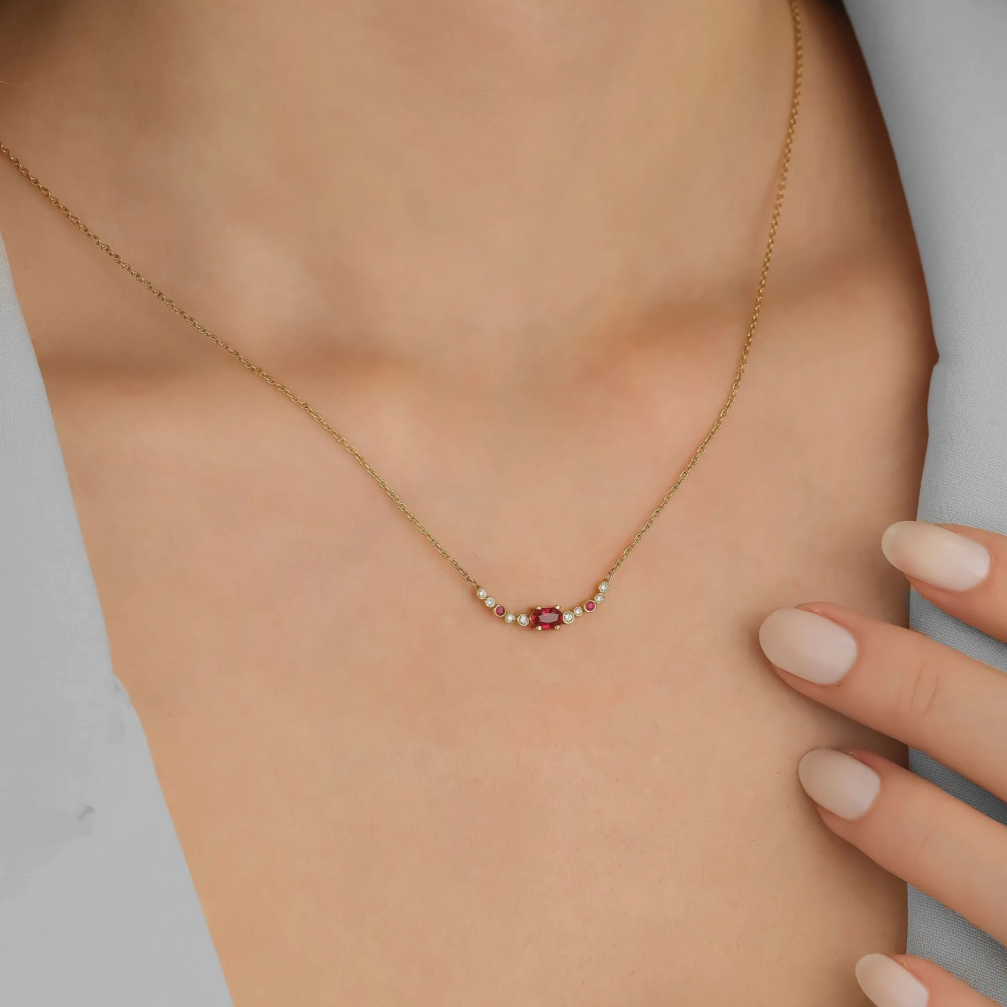 Seraphina Wing 18K Gold Necklace w. Rubies &amp; Diamonds