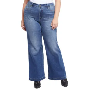Seven7 Damen Plus Bella High Rise Whisker Wash Weitbeinjeans