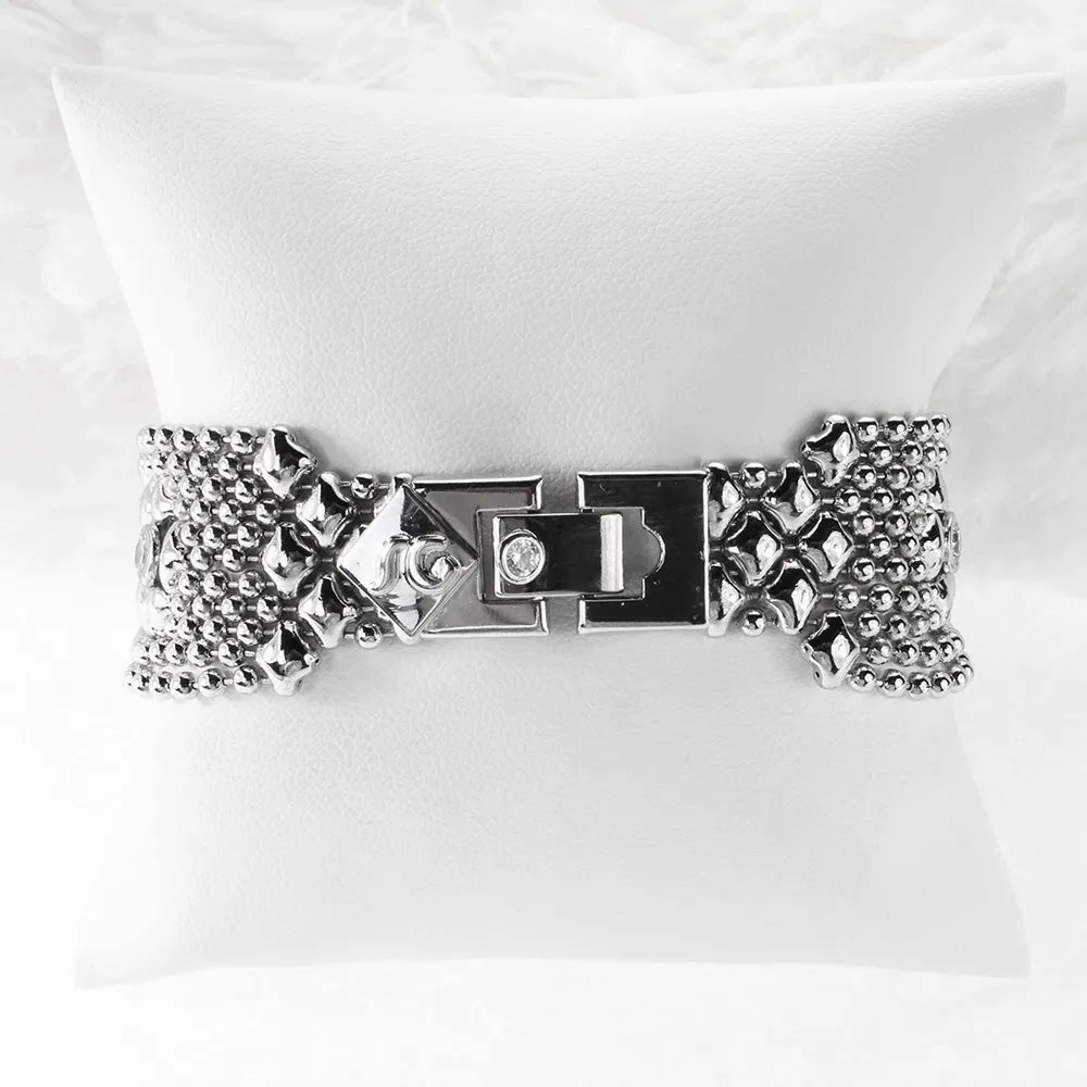 SG Liquid Metal ICB10-N Chrome Finish Bracelet with Zircons and Swarovski Crystal by Sergio Gutierrez