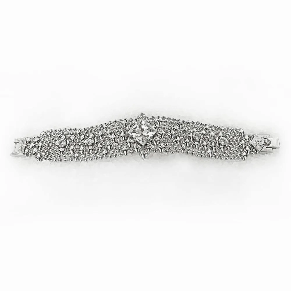 SG Liquid Metal ICB10-N Chrome Finish Bracelet with Zircons and Swarovski Crystal by Sergio Gutierrez