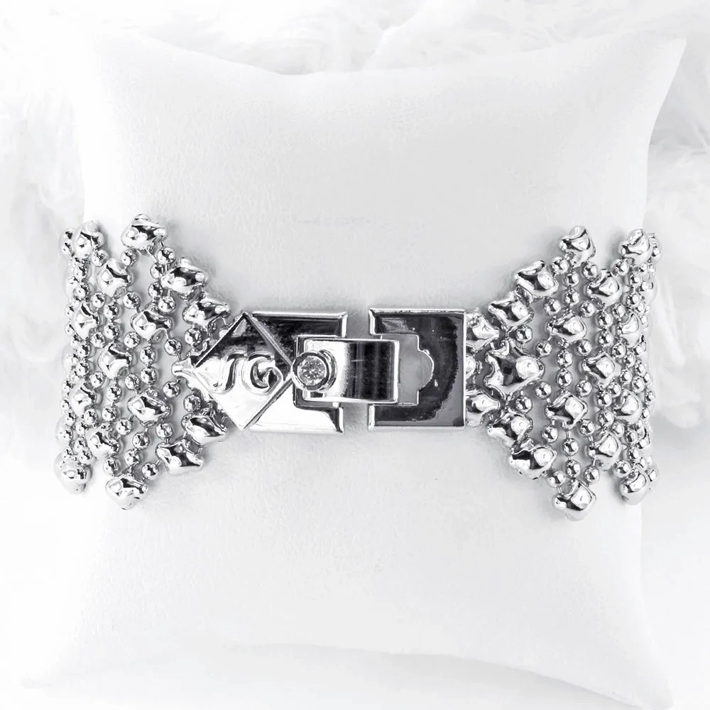 SG Liquid Metal ICB13-N Chrome Finish Bracelet with Zircons by Sergio Gutierrez