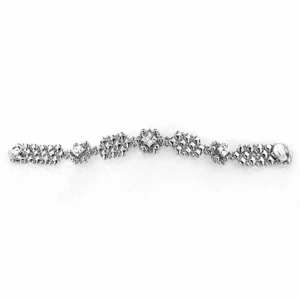 SG Liquid Metal ICB2-N Chrome Finish Bracelet with Zircons and Swarovski Crystal by Sergio Gutierrez