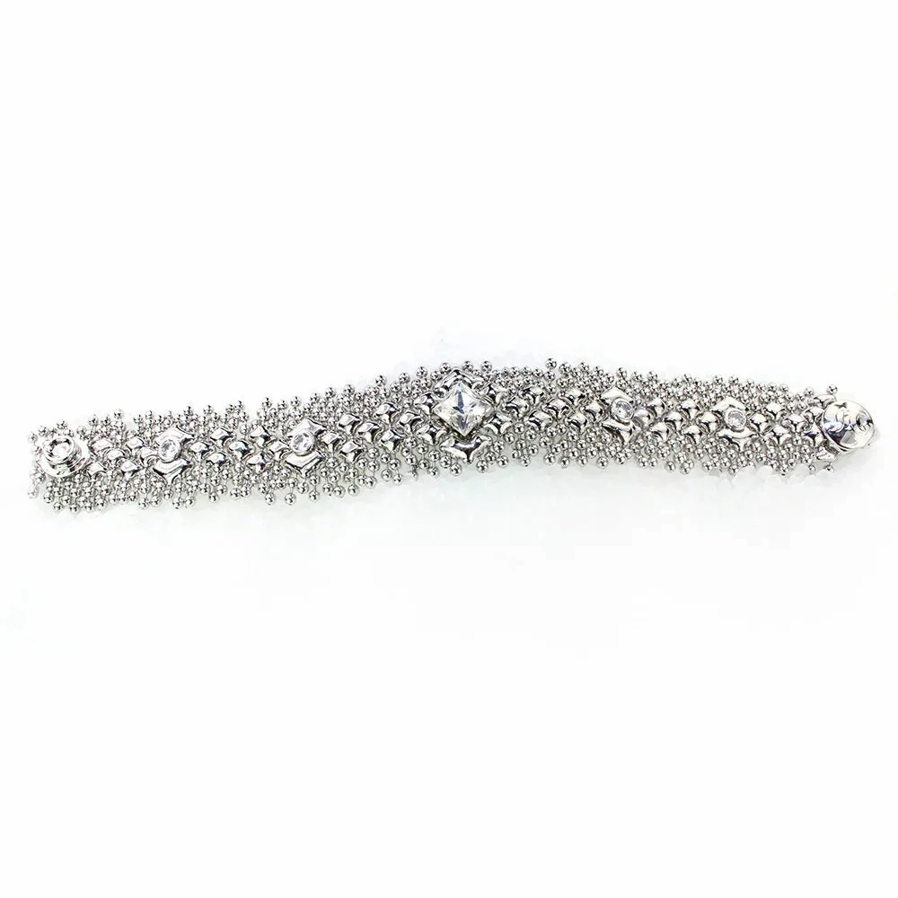 SG Liquid Metal ICB6-N Chrome Finish Bracelet with Swarovski Crystal by Sergio Gutierrez