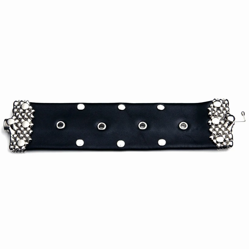 SG Liquid Metal LTBT7 (Chrome Finish &amp; Leather) Bracelet by Sergio Gutierrez