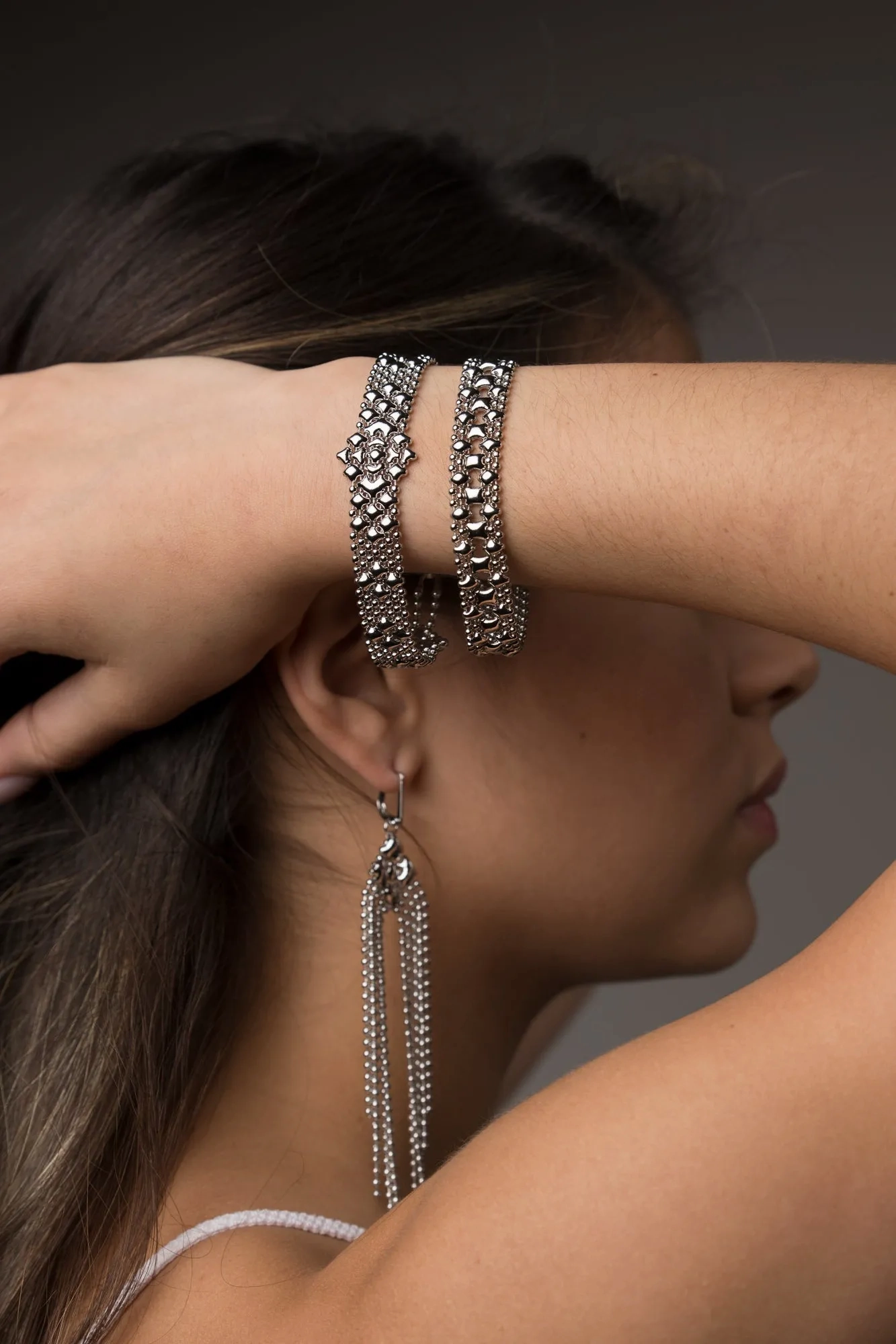 SG Liquid Metal MINI A-N Chrome Finish Bracelet by Sergio Gutierrez