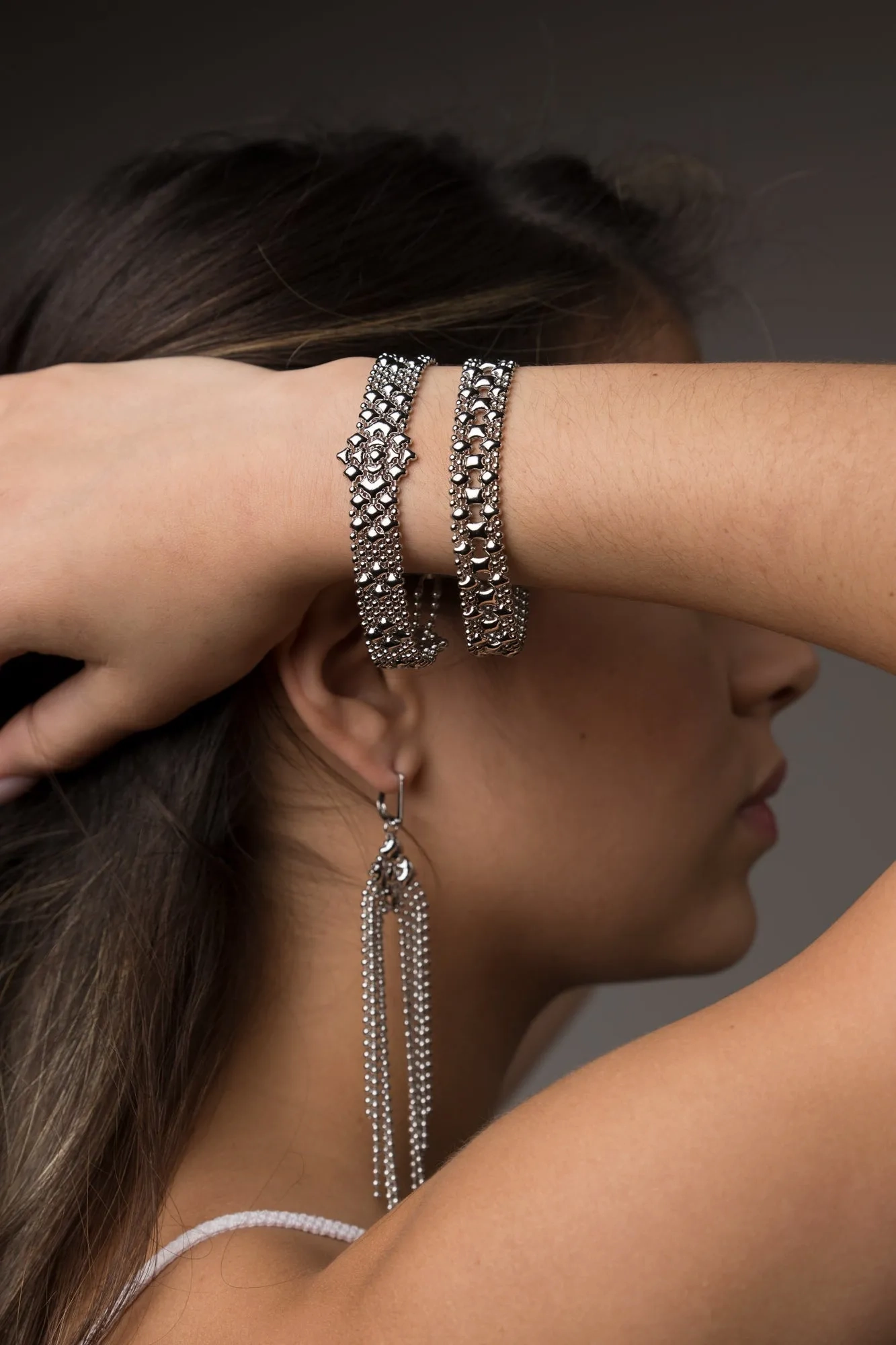 SG Liquid Metal MINI E - N Chrome Finish Bracelet by Sergio Gutierrez