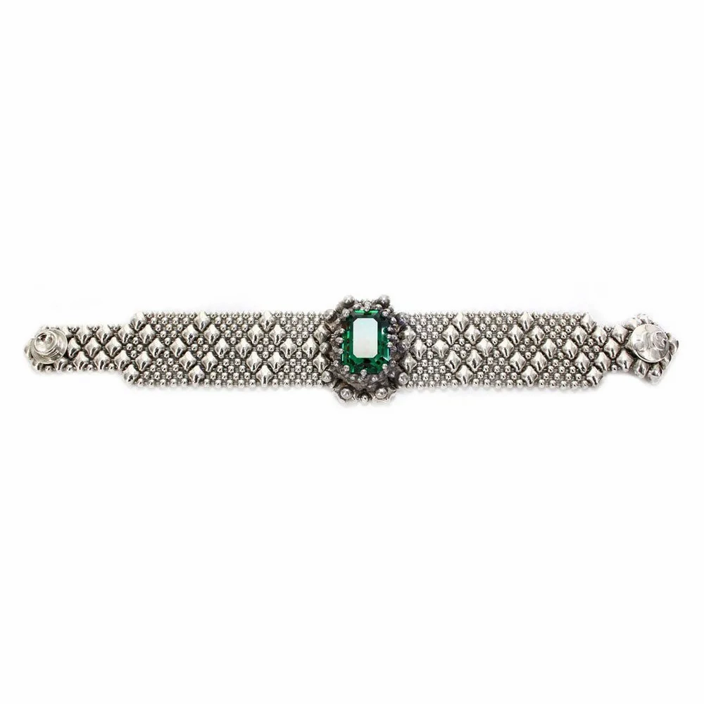 SG Liquid Metal RTB12-AS Antique Silver Bracelet with Swarovski Crystals by Sergio Gutierrez