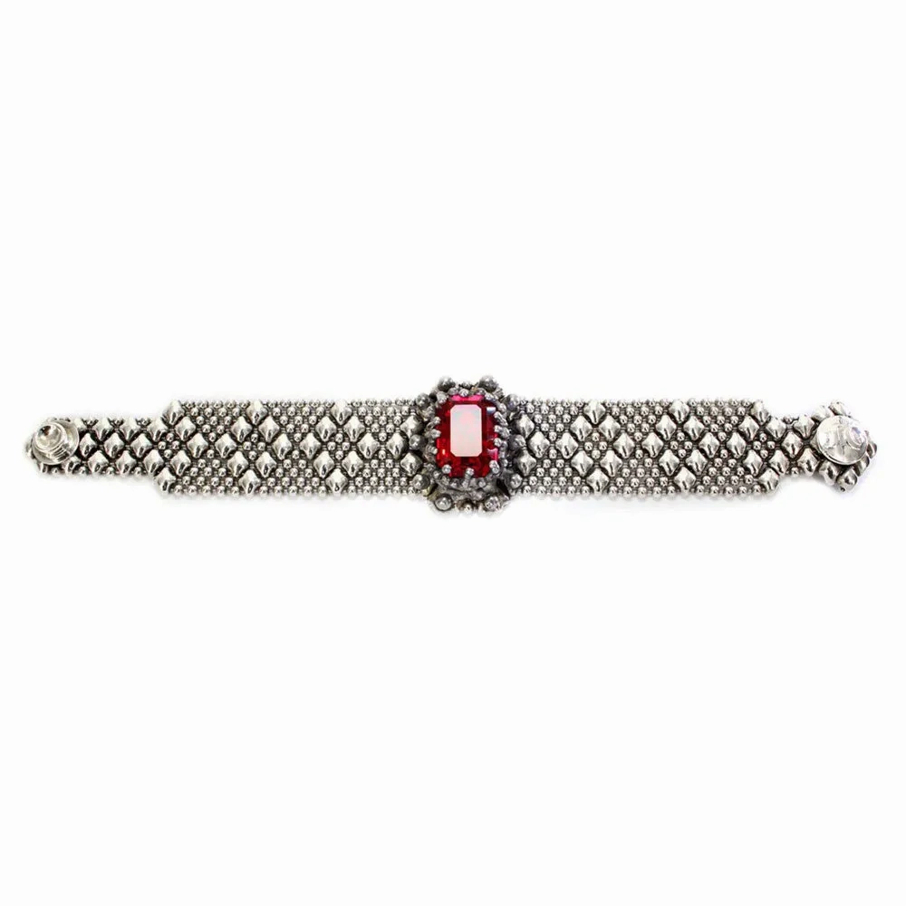 SG Liquid Metal RTB12-AS Antique Silver Bracelet with Swarovski Crystals by Sergio Gutierrez