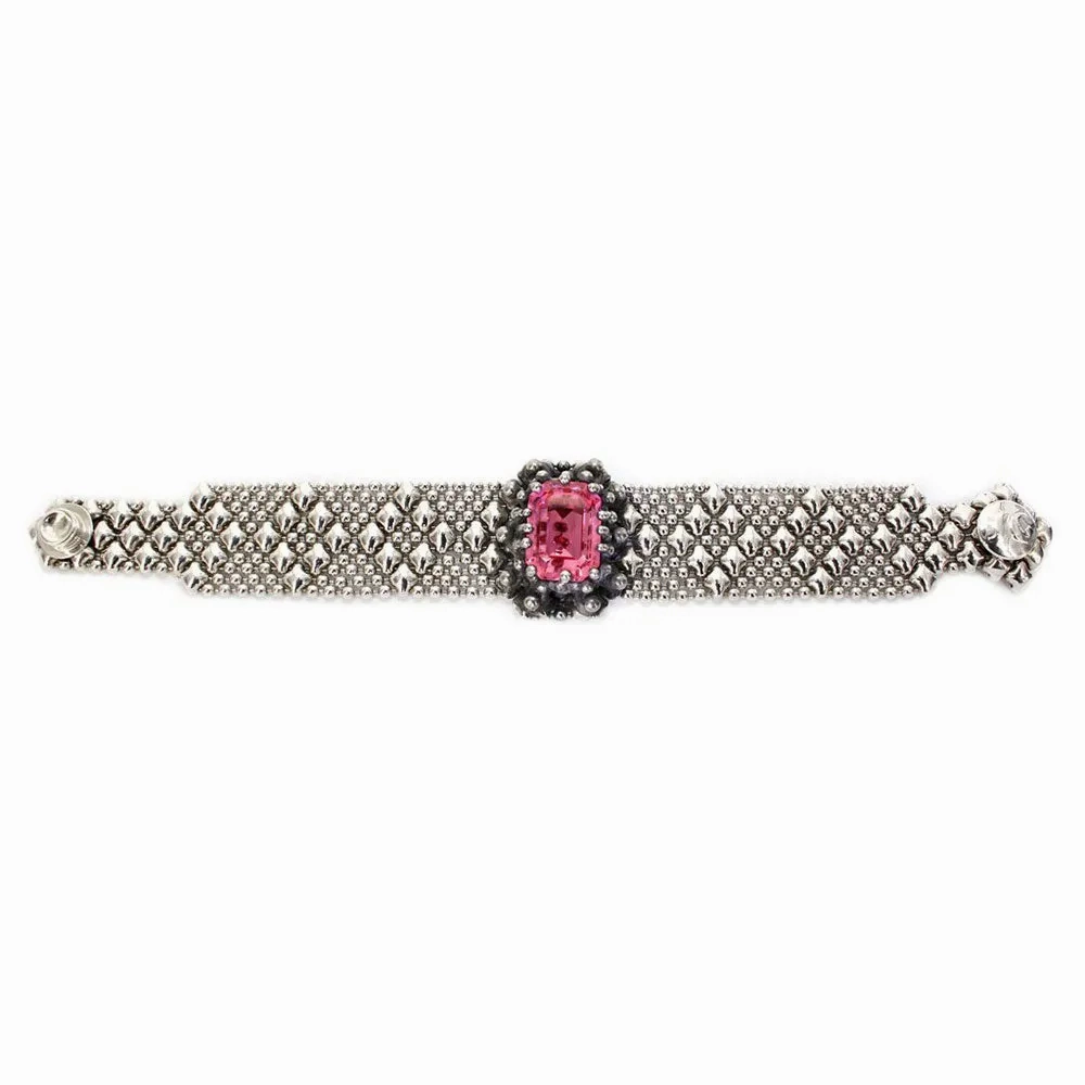SG Liquid Metal RTB12-AS Antique Silver Bracelet with Swarovski Crystals by Sergio Gutierrez