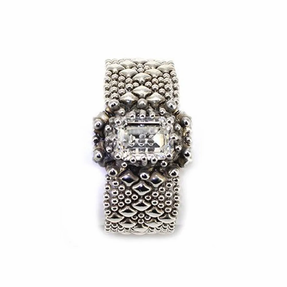 SG Liquid Metal RTB12-AS Antique Silver Bracelet with Swarovski Crystals by Sergio Gutierrez