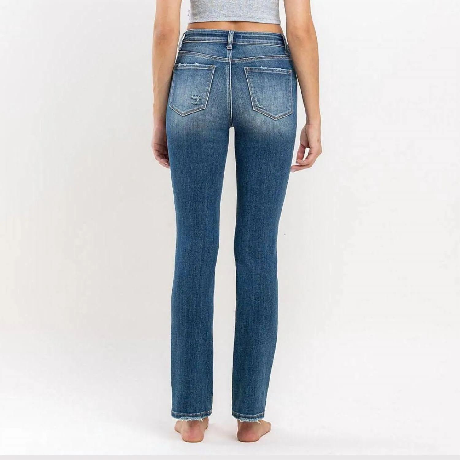 Shana High Rise Slim Straight Jeans In Blau
